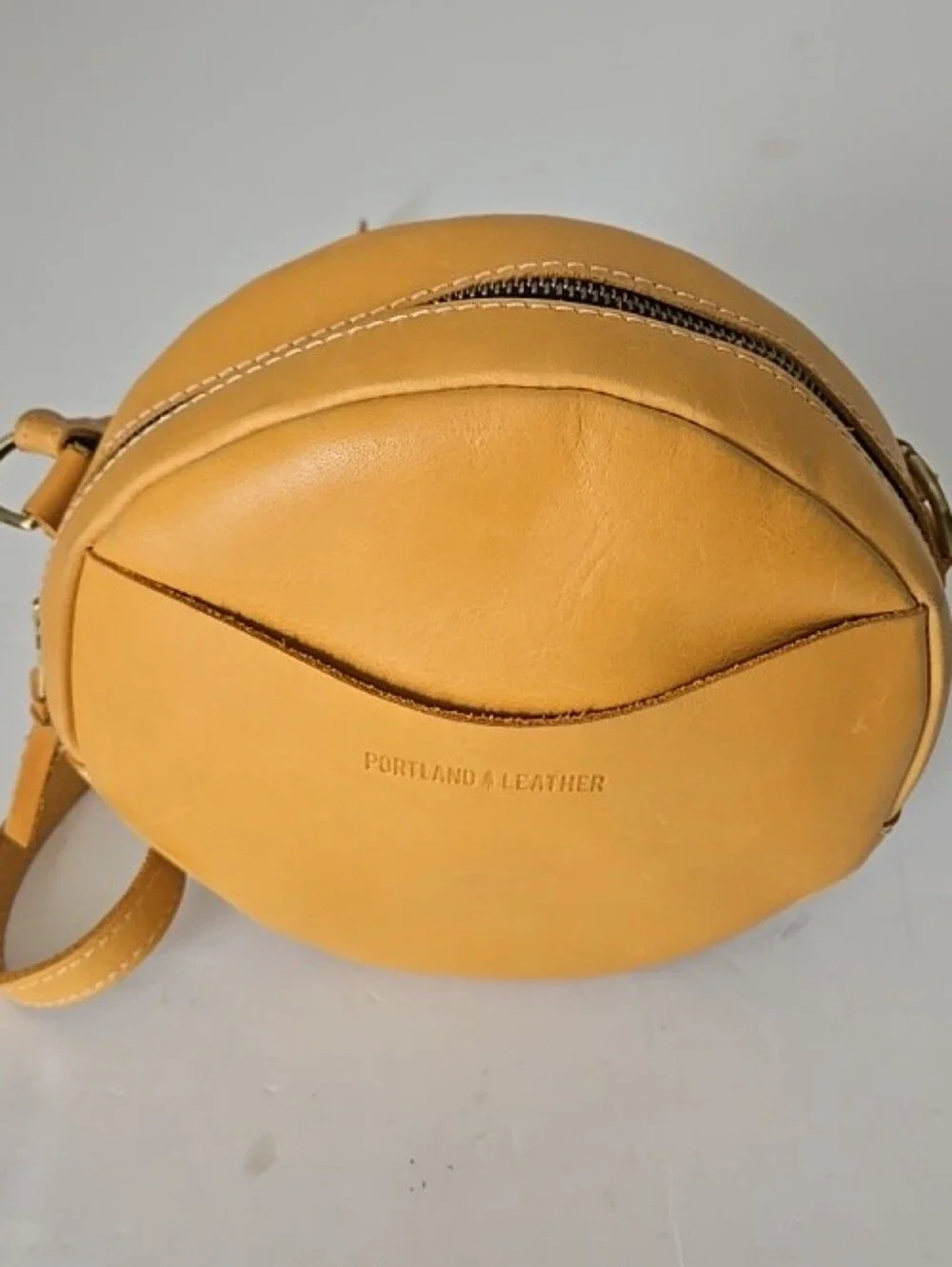Portland Leather Round Crossbody in Yellow Tan 9”